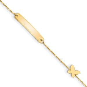 14k Yellow Genuine Gold Polished 5.5" Butterfly ID Bracelet